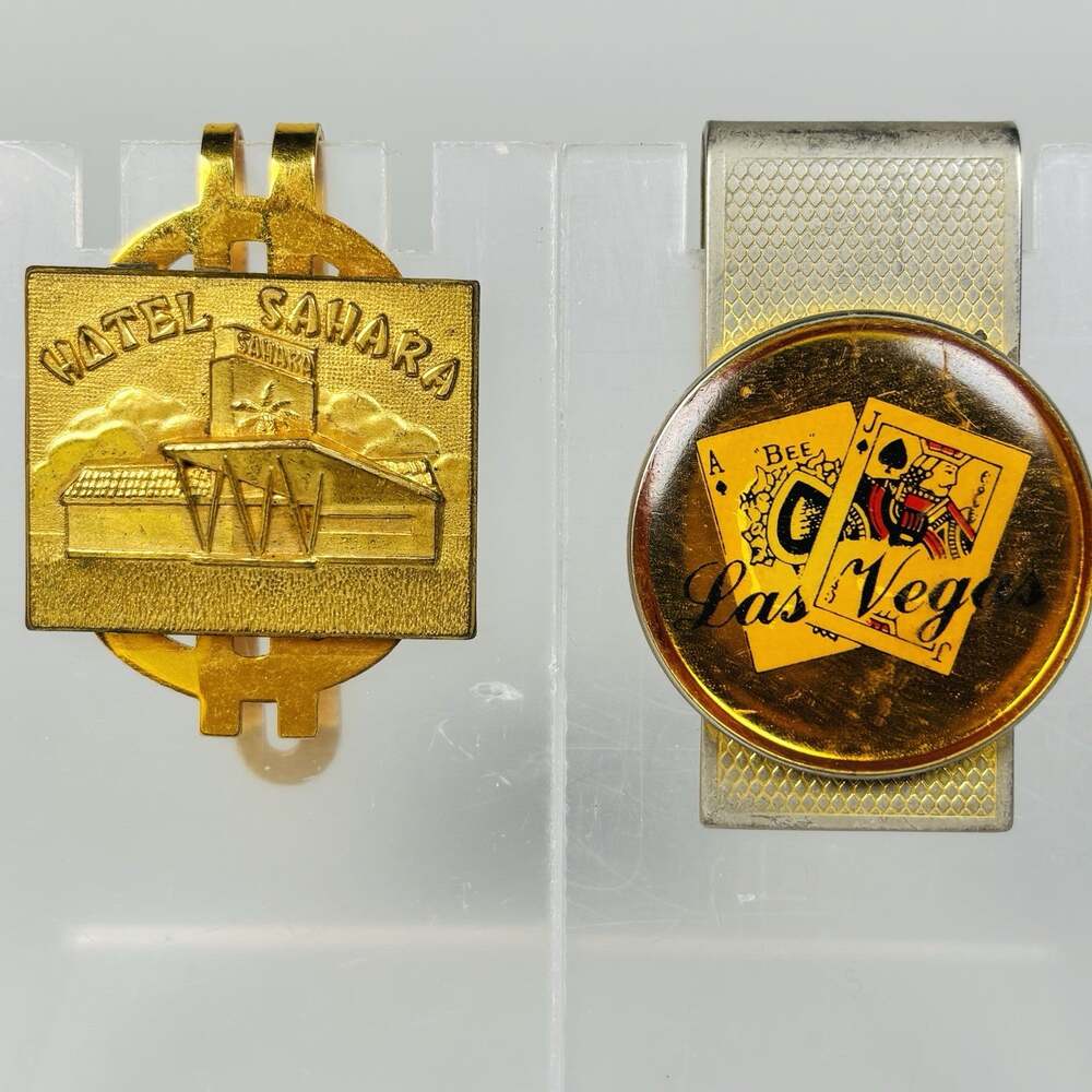 2 Vintage Las Vegas Money Clips Hotel Sahara and Blackjack Las Vegas